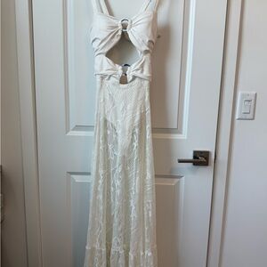 White Cutout Maxi lace Dress size M